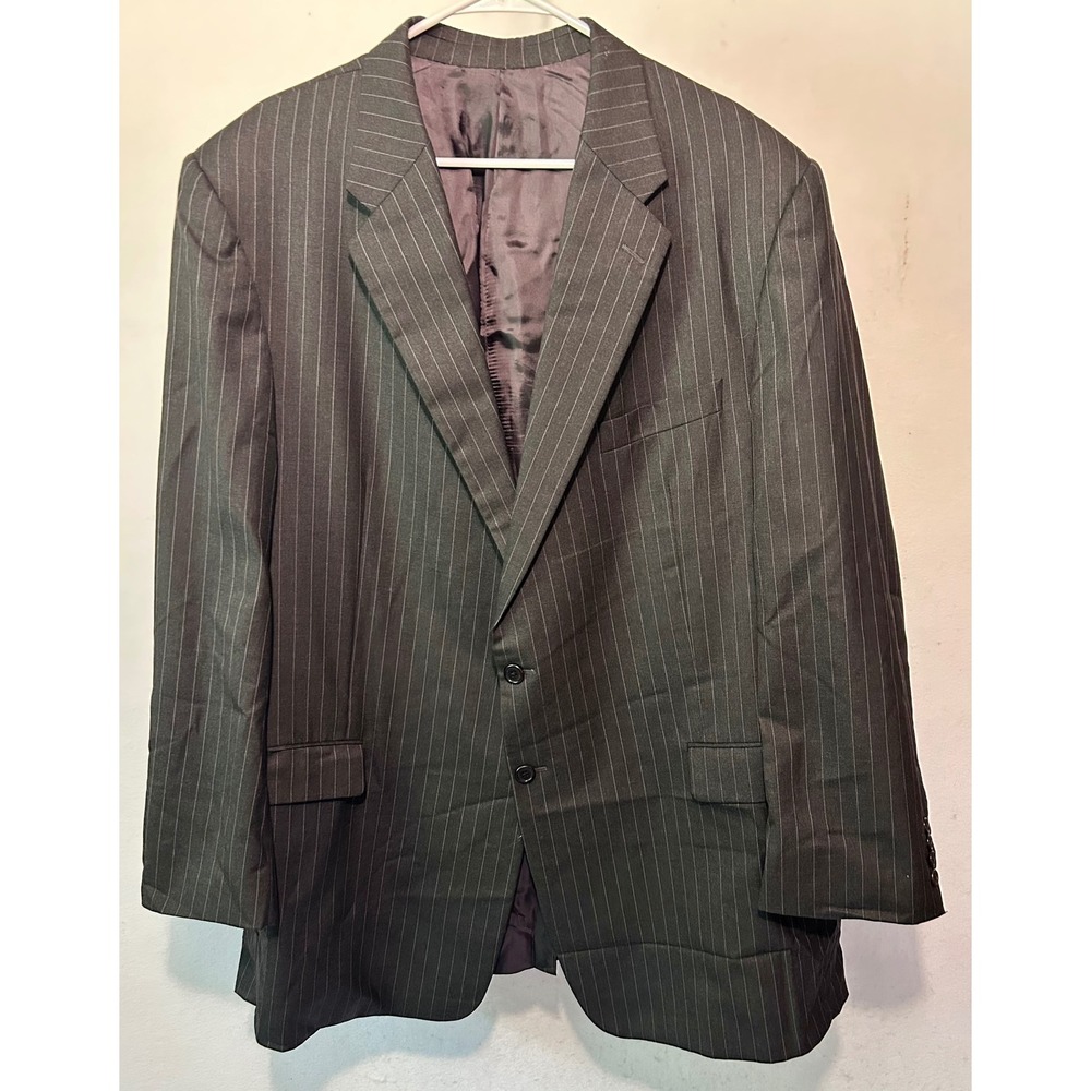 Hickey Freeman Loro Piana Tasmanian Super 130s Pinstripe Blazer Jacket 52L Gray